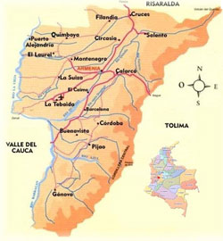Mapa departamento del Quindio - Colombia